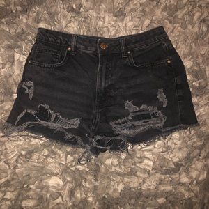 Black denim shorts
